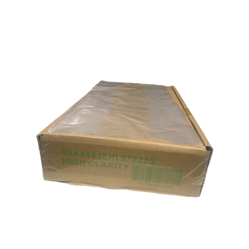 26732 - Plastic Clear Bags, High Clarity,  8x4x18EH (Green Letters) - BOX: 