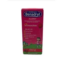 27488 - Benadryl Children's Cherry, Allergy Relief - 8 fl. oz. - BOX: 24