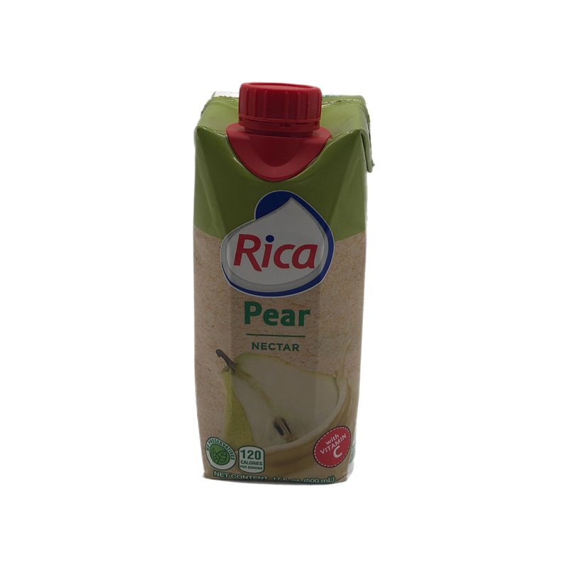28008 - Rica Juice Pera Nectar - 17 fl. oz. 1/2 litro (Pack of 18) - BOX: 18 Units
