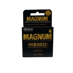 28167 - Trojan Magnum Ribbed,  Lubricant (Large) - 6 Pack/3ct - BOX: 8 Pkg