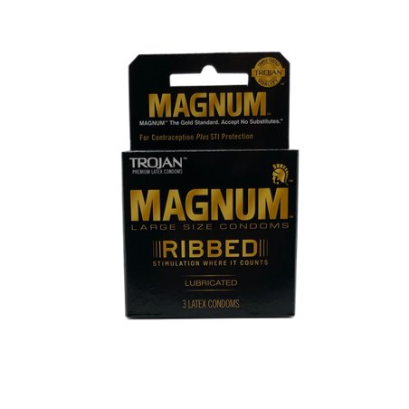 28167 - Trojan Magnum Ribbed,  Lubricant (Large) - 6 Pack/3ct - BOX: 8 Pkg
