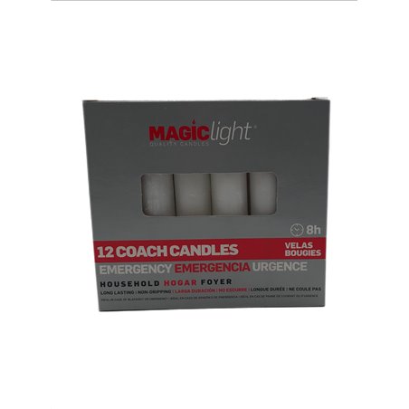28646 - Magic Light White Candle. 8Hrs - (Pack 10x12). - BOX: 24 Units