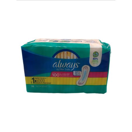 28674 - Always Ultra Thin regular  Unscented Size 1 - 26's ( Case of 12 ) 08320 - BOX: 12/26
