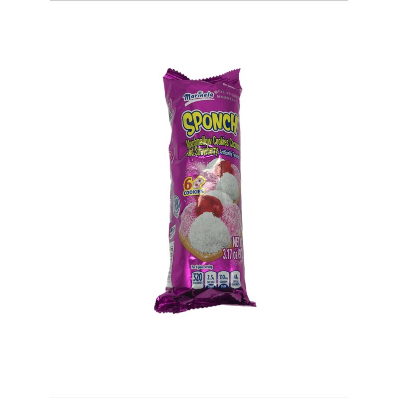 28741 - Marienela Sponch Mashmallow Cookies Cocomut And Strawberry  3.17 oz - BOX: 