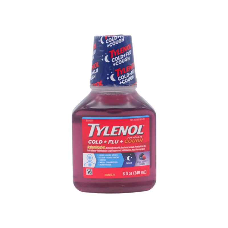 26379 - Tylenol Adults Cold + Flu + Cough - 8 fl. oz. - BOX: 