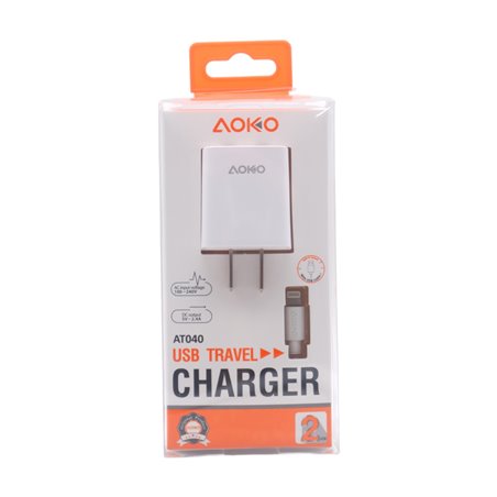 19680 - Aoko iPhone Charge AT040 2 USB Port 2.4A Adapter + USB Cable - BOX: 