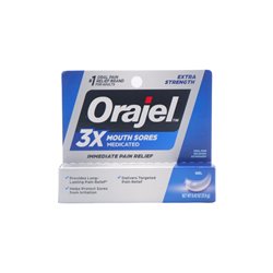 28460 - Orajel 3X Medicated (Toothache & Gum) Instant Pain Relief (Red), Gel - 0.42 oz. - BOX: 