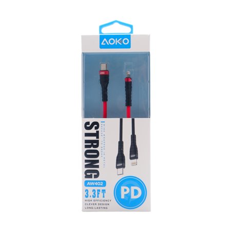 28700 - Aoko Ultra Durable  Cable Ultra Fast 3.3 FT USB Cable, Iphone ( AW402 ) - BOX: 