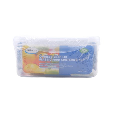 29813 - All for You, Plastic Food Container Snap Lid. BPA Free. - 6 Pcs. (64oz/2.9oz/12oz)  3048 - BOX: 12 Units