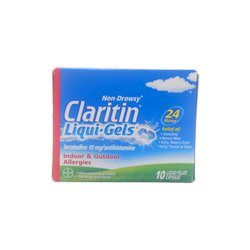 28447 - Claritin Liqui-Gel (Indoor/Outdoor Allergies) 24 Hrs Relief - 10 Tabs - BOX: 
