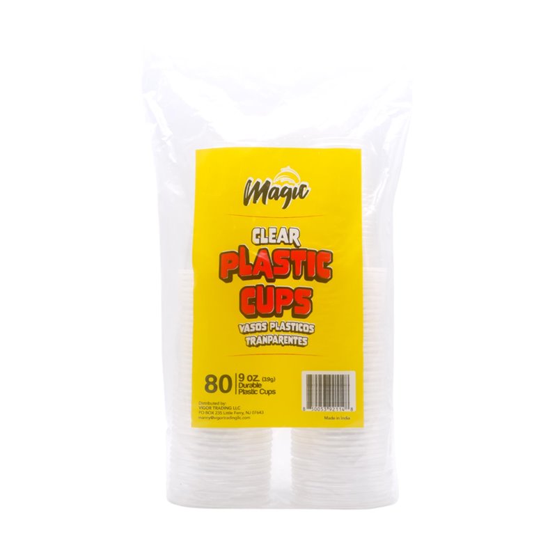 30005 - Magic. Caribe Plastic Cups, 9 oz. Clear - 12 Pack/ 80ct - BOX: 12 Pkg