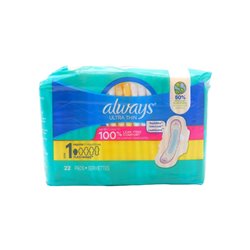 28068 - Always Ultra Thin regular  Unscented Size 1 - 22's ( Case of 12 ) 03362 - BOX: 12/22