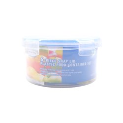 29814 - All for You, Plastic Food Round Container Snap Lid. BPA Free. - (40oz/22oz/11oz) 6 Pcs. - BOX: 12 Units