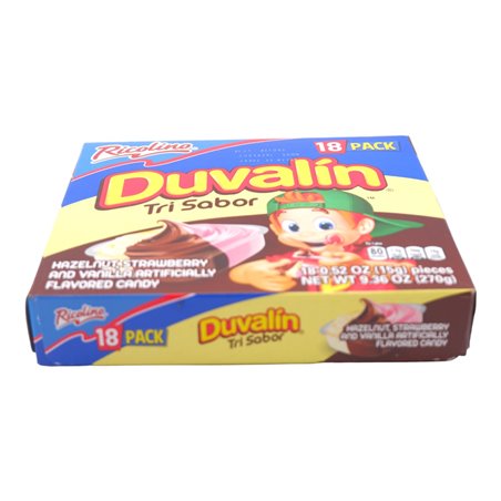 29743 - Duvalin Tri Sabor (Hazelnut, Strawberry/Vanilla) - 18 Pcs/9.36oz (Case Of 24) - BOX: 24 Units