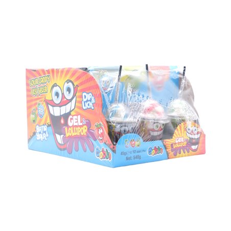 28396 - Bobbo Dip & Lick Gel & Lollipop, (Blue Raspberry, Green Apple, Strawberry)12ct (45g) - BOX: 12