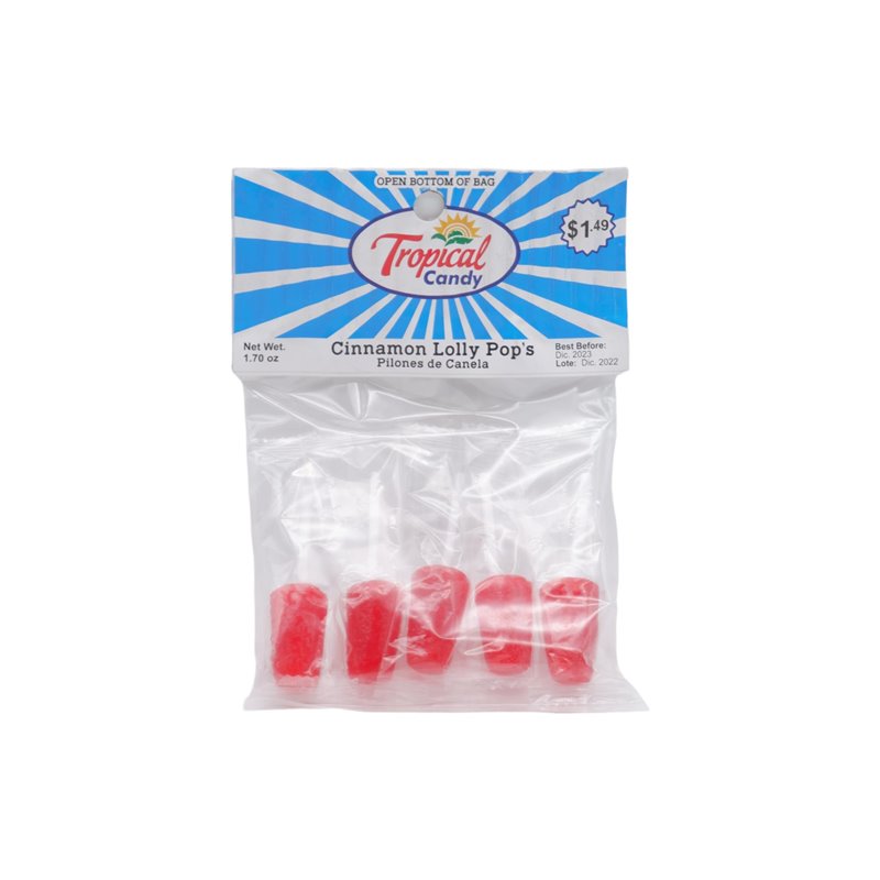 28851 - Tropical Cinnamon Lolly Pop's (Pilones De Canela) 12/1.70oz - BOX: 
