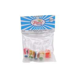 28852 - Tropical Fruit Punch Lolly Pop's (Pilones De Fruta) 12/1.70oz - BOX: 