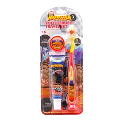 28364 - Oral Fusion Toothbrush Travel Set (Kids) Monster In My Garage - 3 Pack (68032) - BOX: 24 Pkg