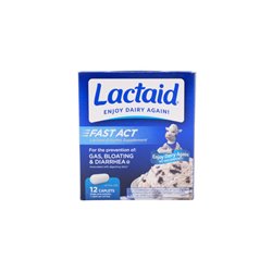 28684 - Lactaid Fast Act (For Prevention Of Gas, Bloating & Diarrhea). - 12cts - BOX: 
