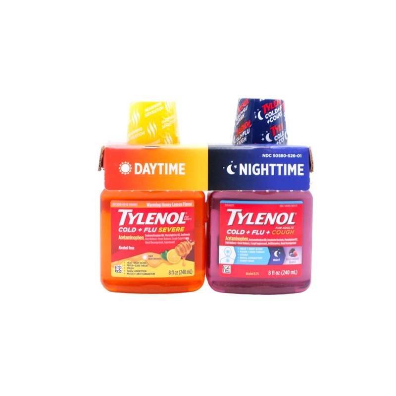 29737 - Tylenol Twin Pack For Adults Cold + Flu - 8 fl. oz. (Pack of 2) - BOX: 24 Units