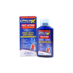 29861 - Sanatos X Fast Action Cough, Cold & Sore Throat -  6oz, (Case of 12) - BOX: 12 Units