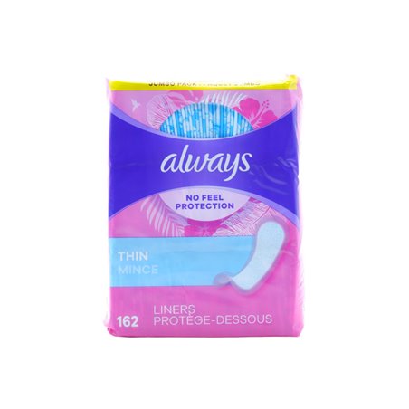 30195 - Always Thin Daily Liners  Unscented - 6/162's 27331 - BOX: 6 Pkg