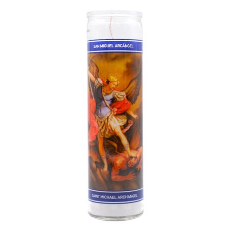 30219 - Candle St. Michael Archangel (White) - (Case of 12) - BOX: 12 Units