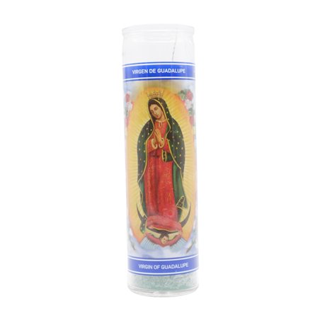 30235 - Candle Virgen Guadalupe Green  - (Case of 12). 1242 - BOX: 12 Units