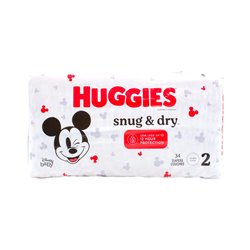 30143 - Huggies Diapers Snug & DRy, Size 2  ( 4/34's ) 51469 (00) - BOX: 4 Pkg