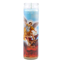 30832 - Veladora México Candle San Miguel Arcangel  (White)  - (Case of 12). - BOX: 12 Units