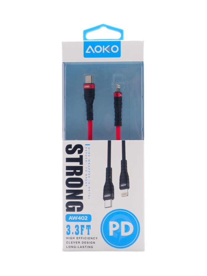 28700 - Aoko Ultra Durable  Cable Ultra Fast 3.3 FT USB Cable, Iphone ( AW402 ) - Box:  - Loc: L0