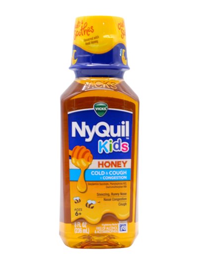 28748 - Nyquil Honey Cold & Cough + Congestion (Kids)- 8 fl. oz. - Box:  - Loc: K4