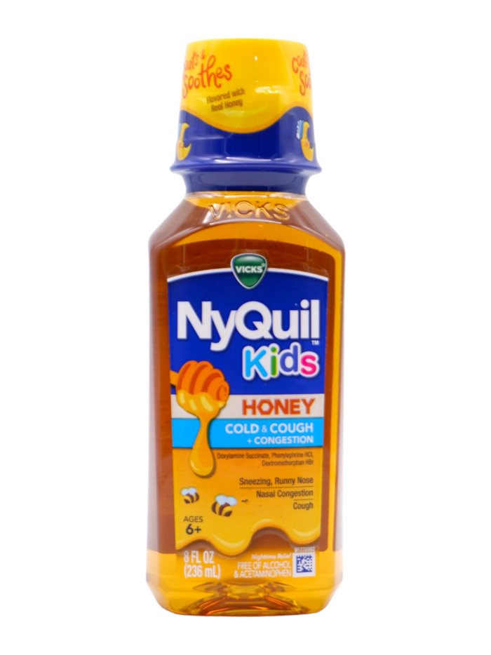 28748 - Nyquil Honey Cold & Cough + Congestion (Kids)- 8 fl. oz. - Box:  - Loc: K4