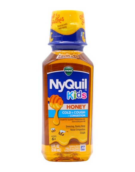 28748 - Nyquil Honey Cold & Cough + Congestion (Kids)- 8 fl. oz. - Box:  - Loc: K4