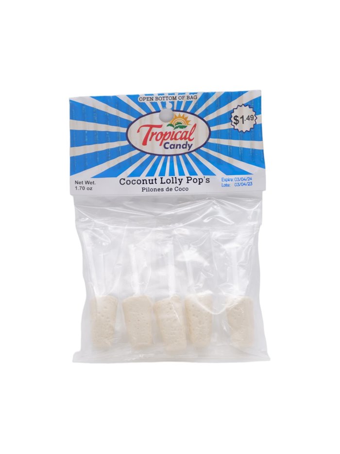 28845 - Tropical Coconut Lollipop (Pilones de Coco) - 12ct/1.70oz - Box:  - Loc: 