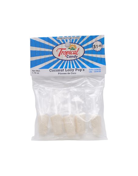 28845 - Tropical Coconut Lollipop (Pilones de Coco) - 12ct/1.70oz - Box:  - Loc: 