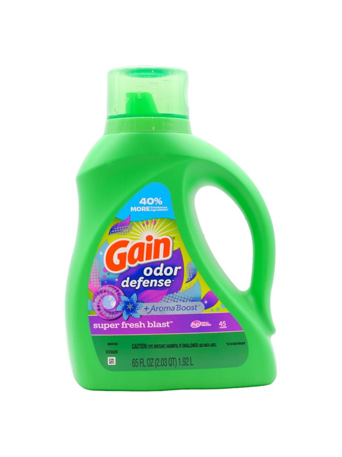 29014 - Gain Liquid Laundry Detergent, Odor Defense Super Fresh Blast, 65fl.oz. (Case of 4) (00726) - Box:  - Loc: C2