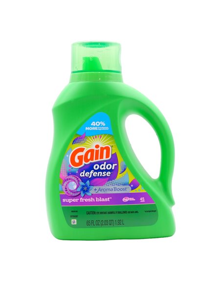 29014 - Gain Liquid Laundry Detergent, Odor Defense Super Fresh Blast, 65fl.oz. (Case of 4) (00726) - Box:  - Loc: C2
