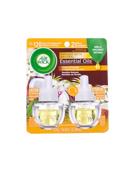 29115 - Air Wick Scented Oil Refill, Paradise Retreat Life, Cherry + Coconut - 2x40ml. (Case of 6) - Box:  - Loc: I7