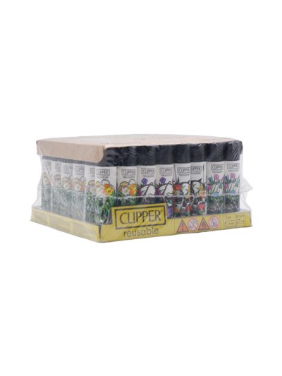 29164 - Clipper Lighters Weed Natural Skulls- 48 Count - Box:  - Loc: J2