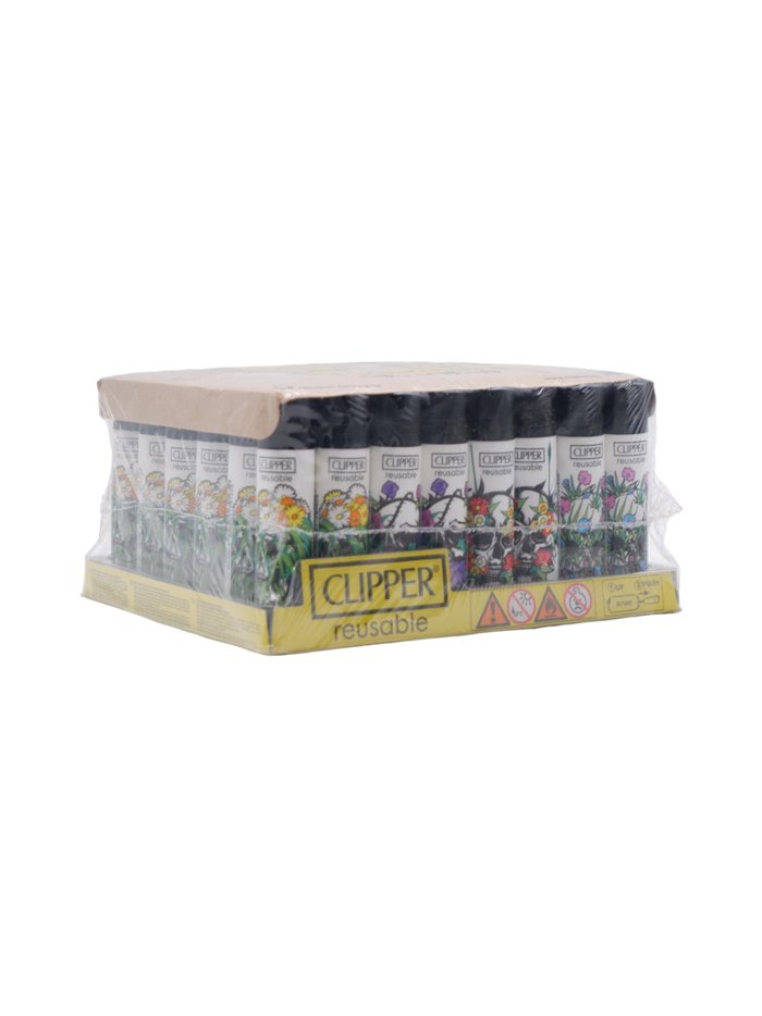 29164 - Clipper Lighters Weed Natural Skulls- 48 Count - Box:  - Loc: J2