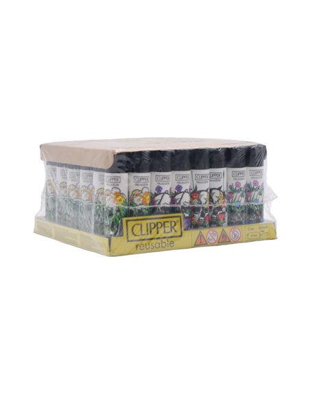 29164 - Clipper Lighters Weed Natural Skulls- 48 Count - Box:  - Loc: J2