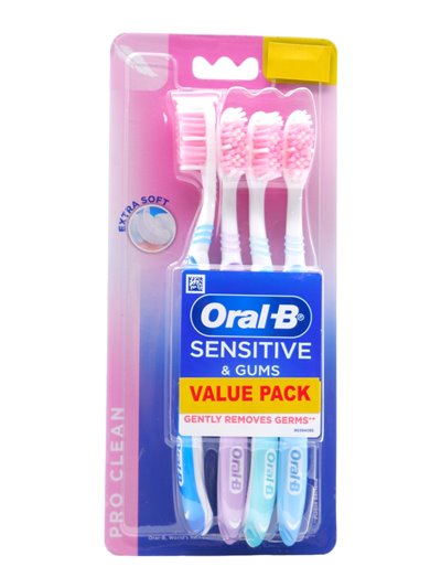29564 - Oral B & Gums Toothbrush, Sensitive (Extra Soft). - (Pack of 4). - Box:  - Loc: K9