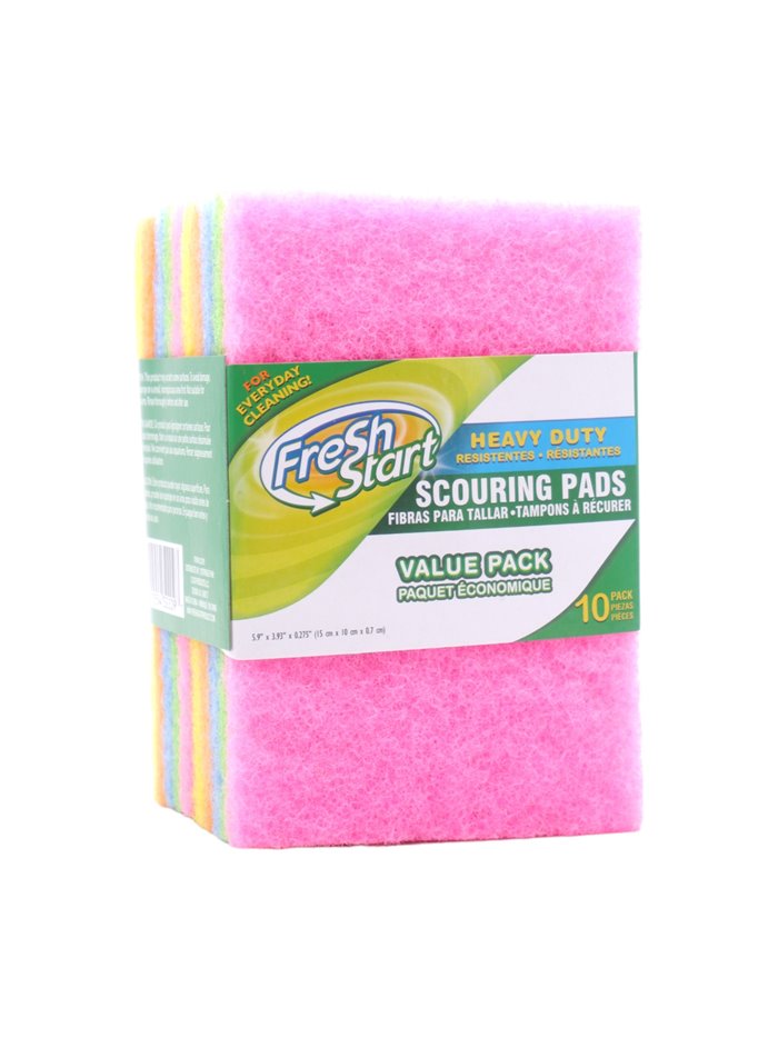 29705 - Fresh Start Heavy Duty Scour Pads, Assorted Color - 10ct. - Box:  - Loc: J7