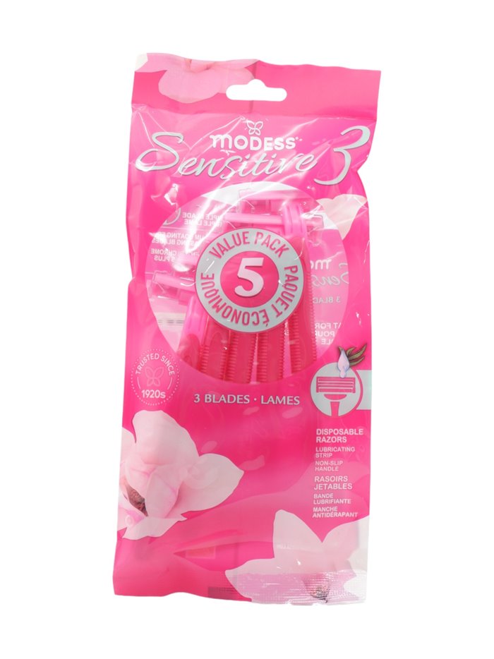 29710 - Modess Sensitive Regular Razor - 5ct - Box:  - Loc: L0