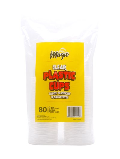 30005 - Magic Caribe Plastic Cups, 9 oz. Clear - 12 Pack/ 80ct - Box:  - Loc: E12