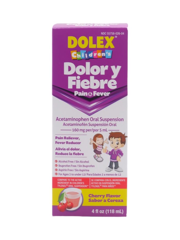 30025 - Dolex Dolor Y Fiebre Acetaminophen Children -  4floz - Box:  - Loc: K3