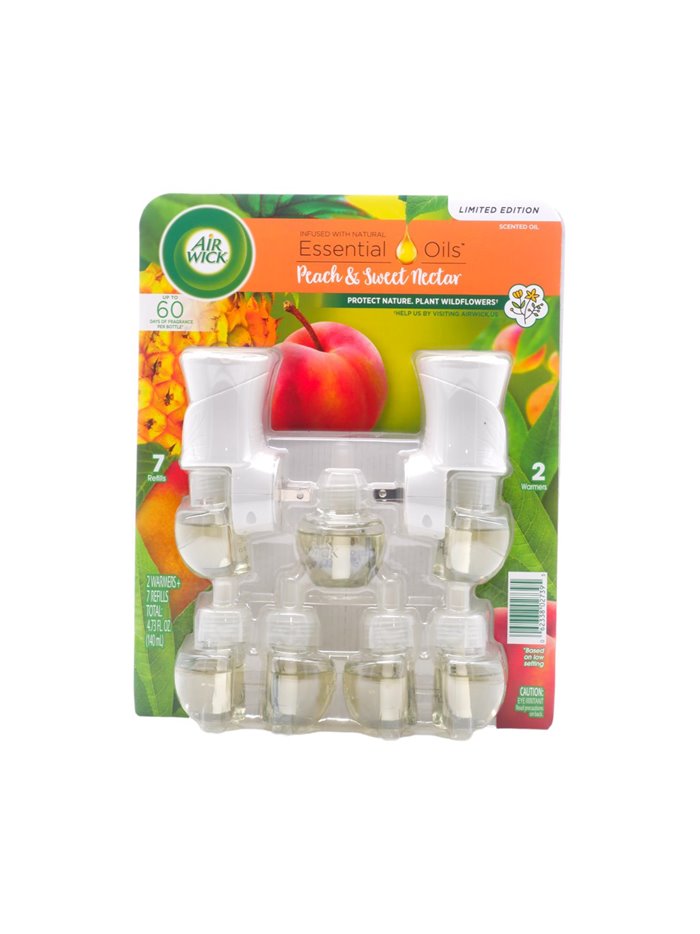 30042 - Air Wick 2 Warmers + 7 Refill, Peach & Sweet Nectar- 140ml (Case of 9) - Box:  - Loc: 41F