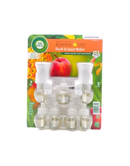 30042 - Air Wick 2 Warmers + 7 Refill, Peach & Sweet Nectar- 140ml (Case of 9) - Box:  - Loc: 41F
