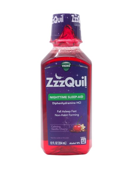 30058 - Zzz Liquid Nighttime Sleep-Aid. Calmin Vanilla Cherry - 12 fl. oz. - Box:  - Loc: K4